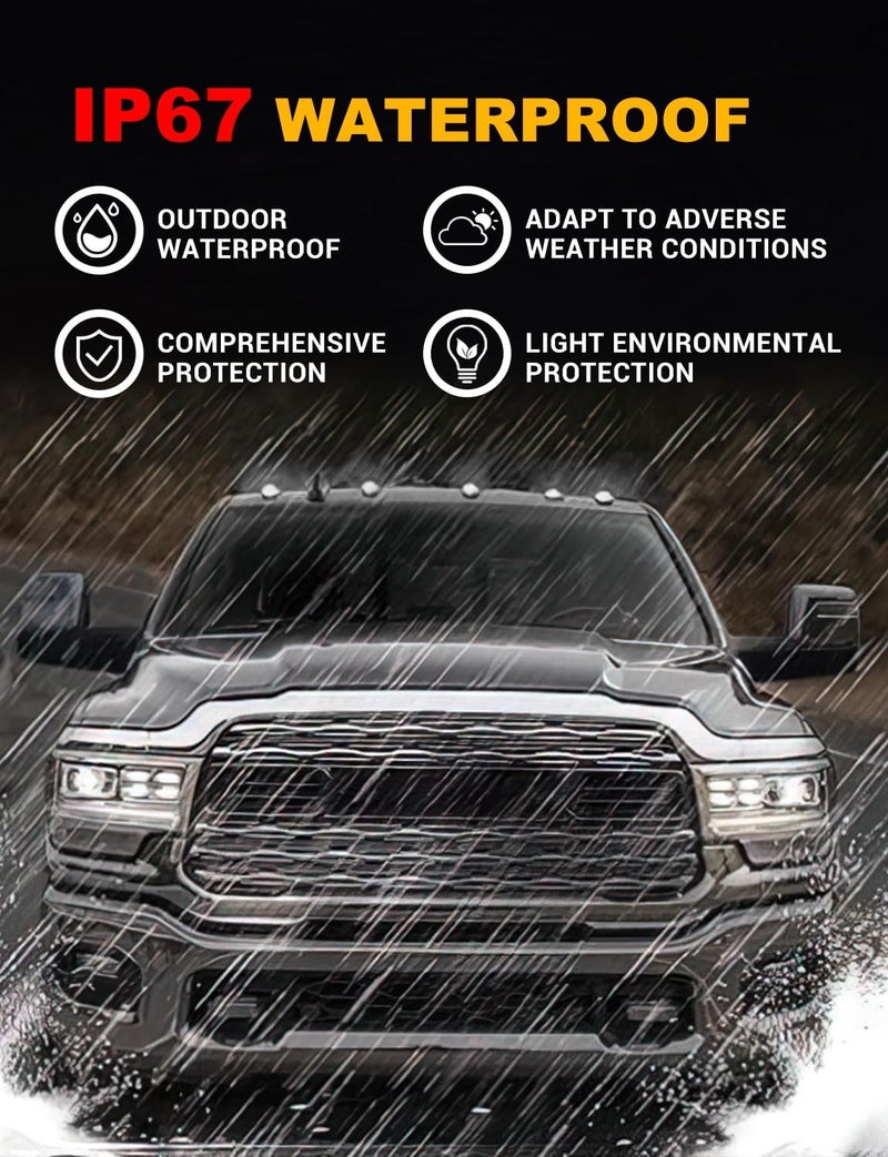 ALDST Upgraded Solar Wireless No Drill Truck Cab Roof Lights, Auto On/Off with Motion Vibration Sensor Ultra-Bright LED IP67 Waterproof Solar Security Lights for Trucks RVs 5PCS (White) - Image 5